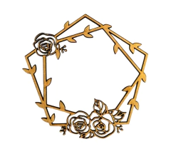 Moldura Sextavada Rosas Decorativa em MDF Cru 12cm