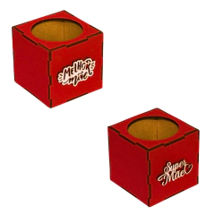 Vaso MDF Para Suculenta com Frase Mãe 7x7cm Vermelho