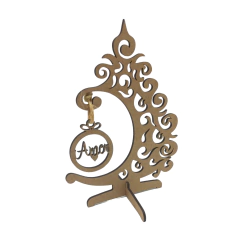 Kit MDF Árvore Arabesco com 8 Pendentes de Natal 16x12cm