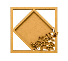 Moldura coração trabalhada MDF cru 12x12cm com fundo solto