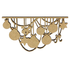 Aplique MDF Varal Natalino com Bolinhas e Laços 9x5,5cm