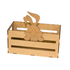Caixote MDF Decorativo Pascoa Coelho Encaixe 21x10,5x10,5cm