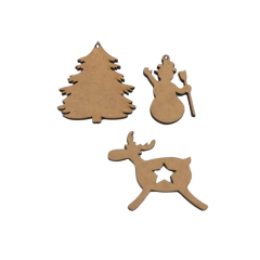 Enfeite MDF Kit 3 Pendentes de Natal