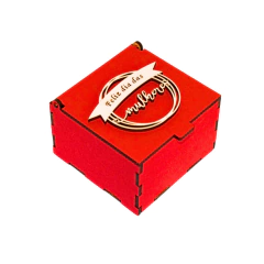 Caixa Dobradiça MDF Feliz Dia das Mulheres 8x8x5cm Vermelho