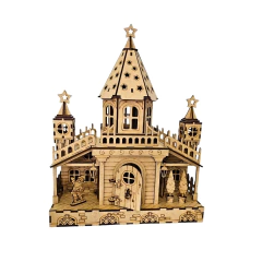 Casa do Papai Noel Castelo em MDF cru 25x12x31cm