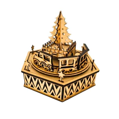 Trem Giratório de Natal 20,5x23x18cm MDF Cru Decorativo