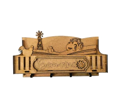 Porta-Chaves e Objetos Farmhouse em MDF cru 25x15x8cm