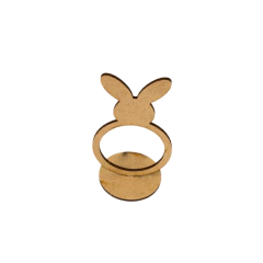 Porta Guardanapo MDF Anel Páscoa Cabeça de Coelho 10x6cm cru