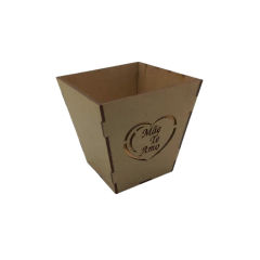 Cachepot MDF Decorativo Mãe Te Amo Vazado 10x10cm