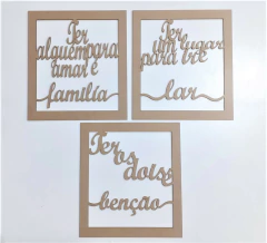 TRIO DE QUADROS TER ALGUEM PARA AMAR 29X32CM