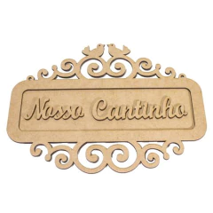 PLACA CASAL DE PASSAROS NOSSO CANTINHO 29X22CM