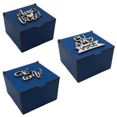 Caixa MDF dobradiça 8x8x5cm Azul