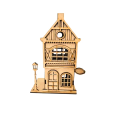 Casa Miniatura Holandesa Natal em MDF N°3 cru 20x13x10cm (DESMONTADA)