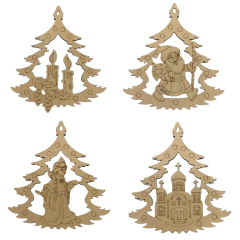 Enfeite MDF Pendente Pinheiro de Natal 10x9cm