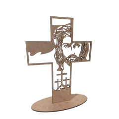 CRUZ ROSTO JESUS 20X15CM COM BASE