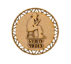 Medalhão Preto Velho MDF Cru 13cm Umbanda e Candomblé