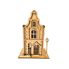Casa Miniatura Holandesa Natal em MDF N°1 cru 20x13x10cm