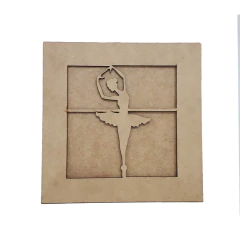 QUADRO 20X20CM BAILARINA MÃOS PARA CIMA COM FUNDO