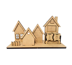 Calendário Permanente Vila em MDF cru 25x14x10cm