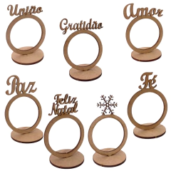 Porta Guardanapo Anel MDF Natal com Base