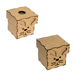 Caixa MDF Laser de Pascoa Decorativa com Coelho 9x9cm