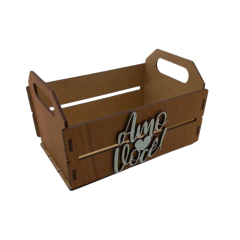 Caixote MDF Decorativo Amo Você Tabaco