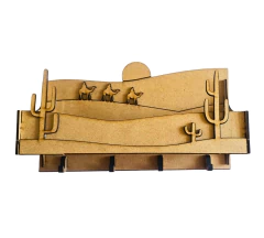 Porta-Chaves e Objetos Camelos no Deserto em MDF cru 25x13x8cm