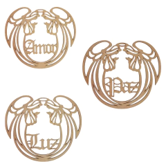 Guirlanda MDF de Natal com Anjos 32x28cm