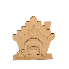 Decoração MDF Casa de Páscoa com Coelho e Ovos 22,5x19cm