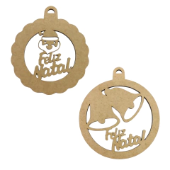 Enfeite MDF Pendente Bola Feliz Natal 9x8cm