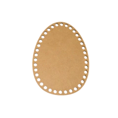 Base MDF fio de malha Crochê Ovo de Páscoa liso 20X14,5CM
