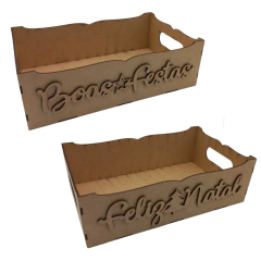 Bandeja Natalina MDF Decorativa 27x16,5x8cm Cru