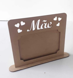 Porta Retrato MDF Mãe com Corações e Base Decorativa 16x22cm