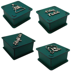 Caixa MDF de Natal Para Presente com Tampa Encaixe Verde