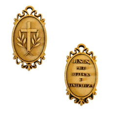 Escapulário Cruz e Frase Jesus 12X6,5cm MDF Cru Frente e Verso