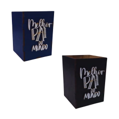 Porta lapis e Canetas MDF Melhor Pai do Mundo 9x6,5x6,5cm