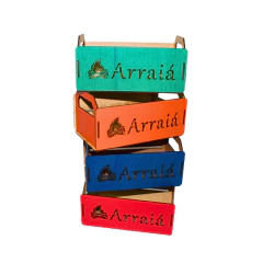 Caixote MDF Decorativo Festa Junina Arraiá 20x12x10cm