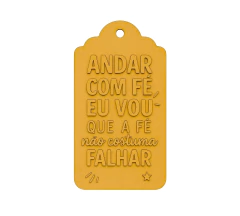 Pingente Tag MDF cru 13x7cm - Andar com fé eu vou
