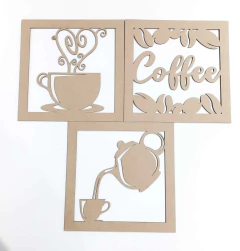TRIO DE QUADROS COFFEE 86x29CM Nº1
