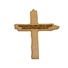 Enfeite Crucifixo de Páscoa em MDF com Frase 13x12cm