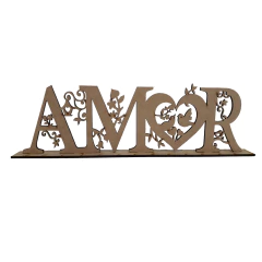 PALAVRA AMOR PASSAROS COM BASE 39X12CM