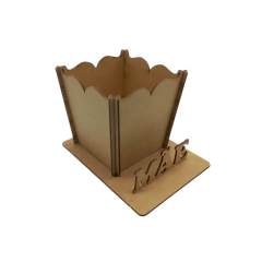 Cachepot MDF Decorativo Escrita Mãe na base 17x13x11cm Cru