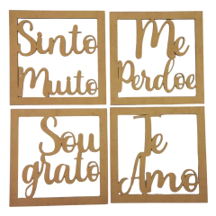 KIT 4 QUADROS HOOPONOPONO 20X20CM