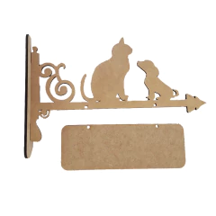 Suporte de Parede MDF Gato e Cachorro 21x32x4cm