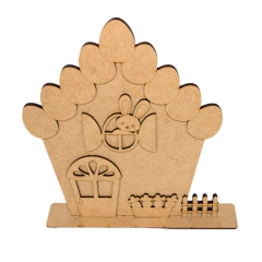 Decoração MDF Casa de Páscoa com Ovos e Cenouras 24x20,5cm
