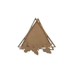 Moldura MDF triangular com Borboletas e fundo 13,5x13,5cm