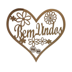 CORACAO FLORAL BEM VINDOS 30CM