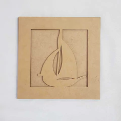 QUADRO 20X20CM BARCO COM FUNDO