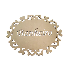 PLACA OVAL TRABALHADA BANHEIRO 29X22CM