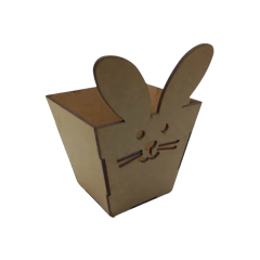 Cachepot MDF Decorativo de Páscoa com Coelho Cru